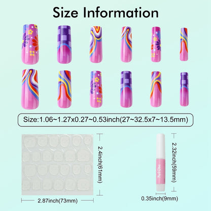 Summer Groovy Press-On Nails - 24pcs