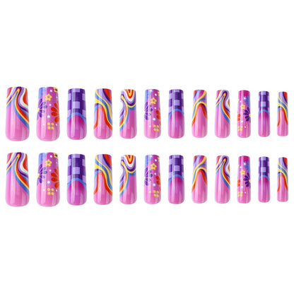 Summer Groovy Press-On Nails - 24pcs