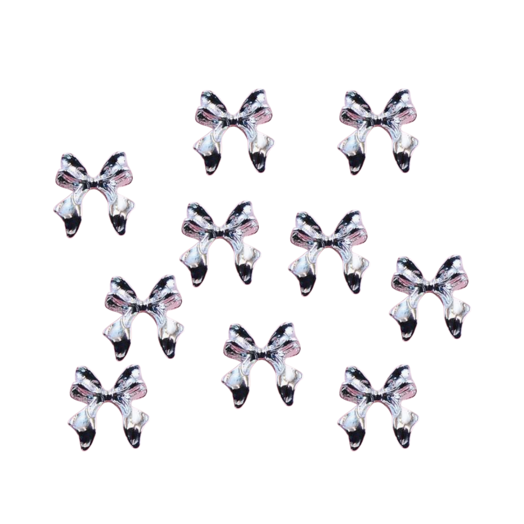 Silver Bow Charms 10pc