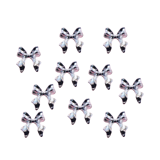Silver Bow Charms 10pc