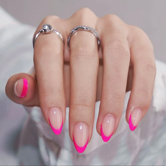 Summer Berry French Almond Nails- Press On Nails