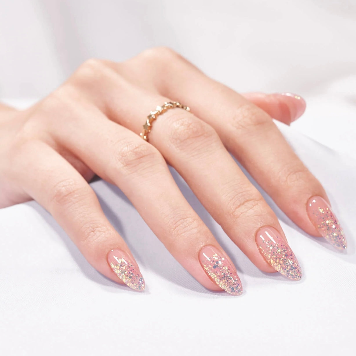 Pink Sparkle Almond Nails- Press On Nails