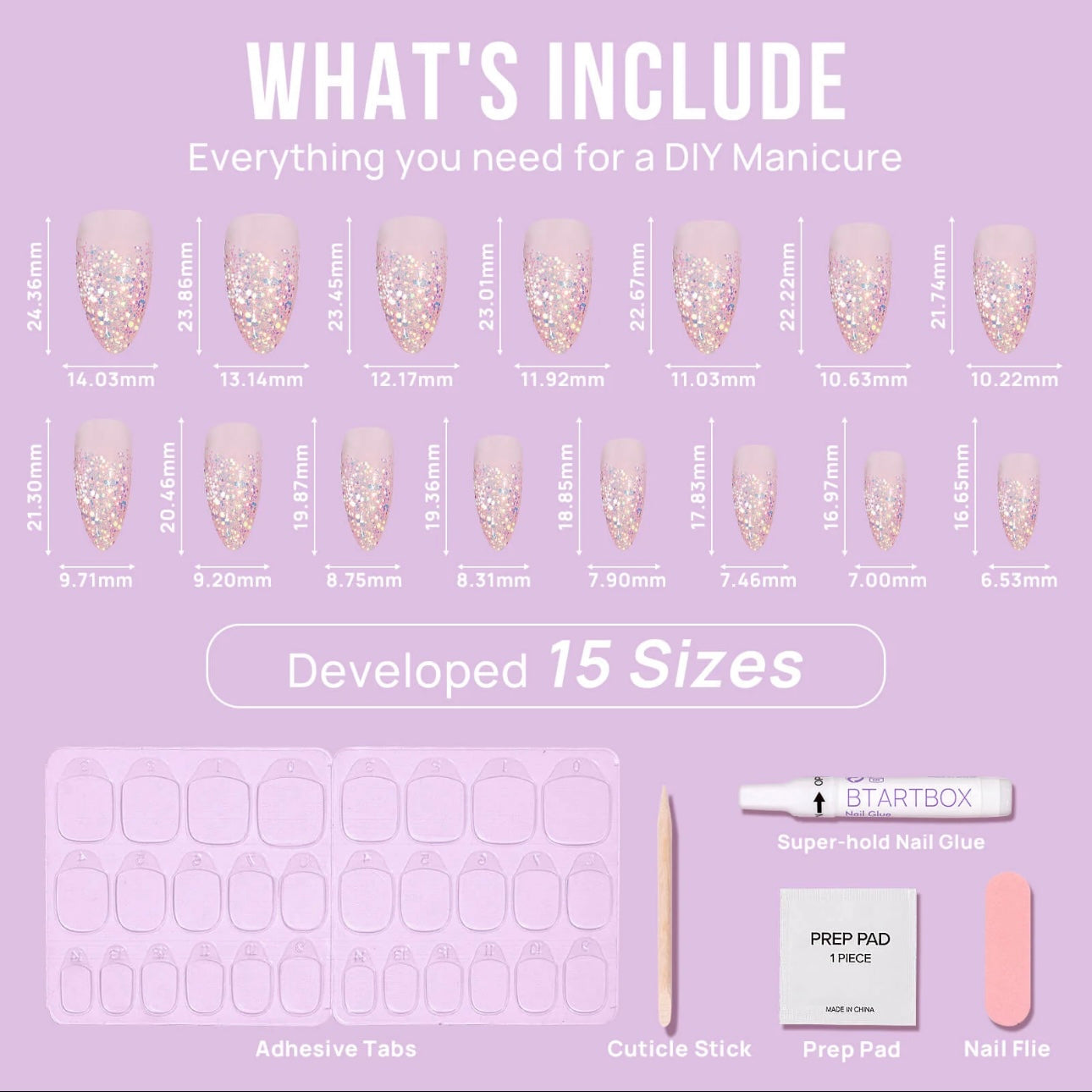 Pink Sparkle Almond Nails- Press On Nails