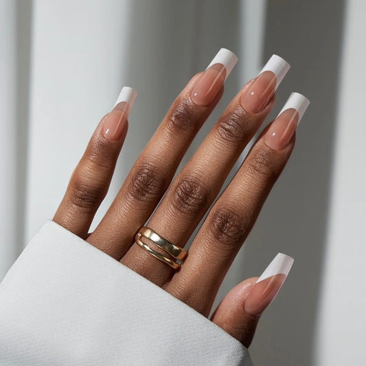 Brown Base French Nails- Press On Nails