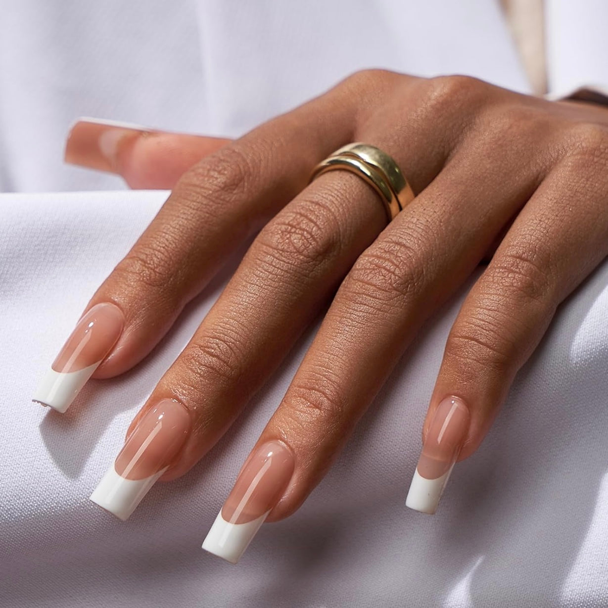 Brown Base French Nails- Press On Nails