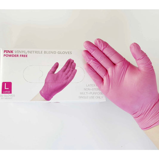 Pink Nitrile/Vinyl Blend Gloves