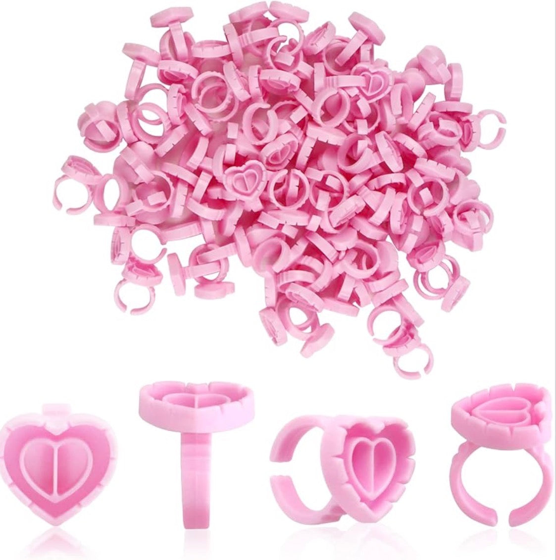 Pink Heart Glue Rings – 50ct
