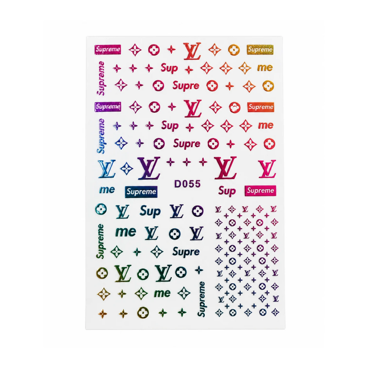 Rainbow LV x Supreme Nail Stickers D055
