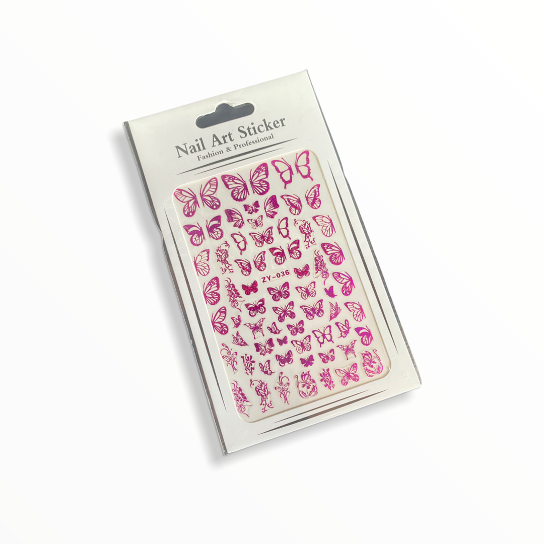 Pink Holo Butterfly Stickers-036