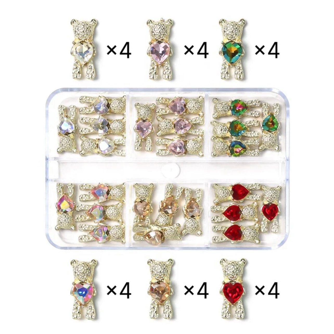 Heart Bear Charm Bundle (24 pcs)